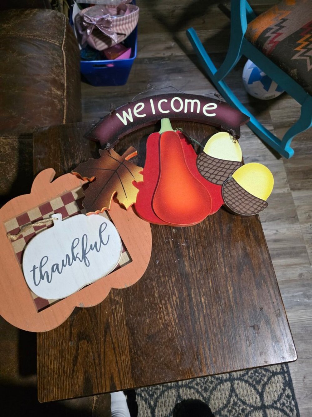 Fall Wooden Sign Bundle – 3pc Thankful & Welcome Door Hangings